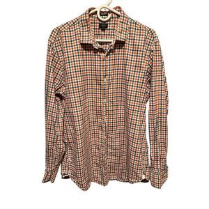 J.CREW Ludlow Fit Men's Button up Shirt Red White Blue Plaid 2ply Cotton Size XL